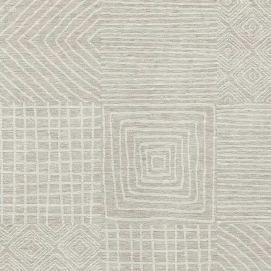 Beige And Ivory Geometric Washable Indoor Outdoor Area Rug Photo 5