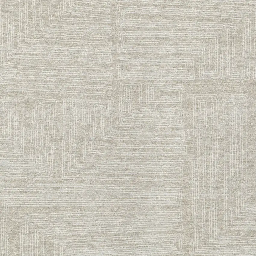 Beige And Ivory Geometric Washable Indoor Outdoor Area Rug Photo 5