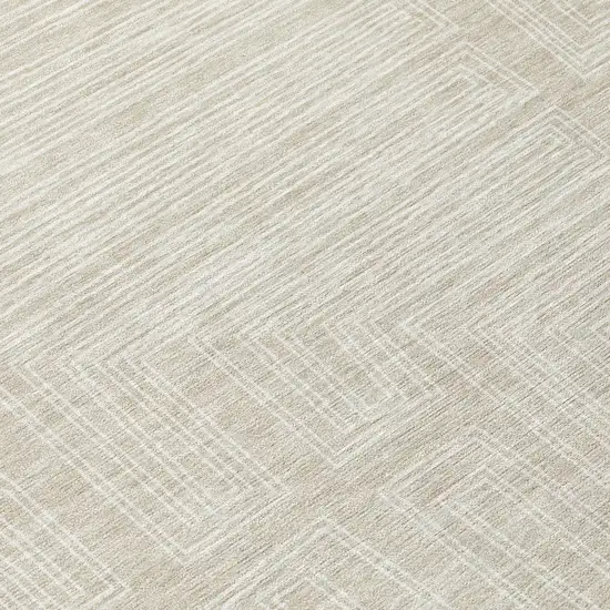 Beige And Ivory Geometric Washable Indoor Outdoor Area Rug Photo 7
