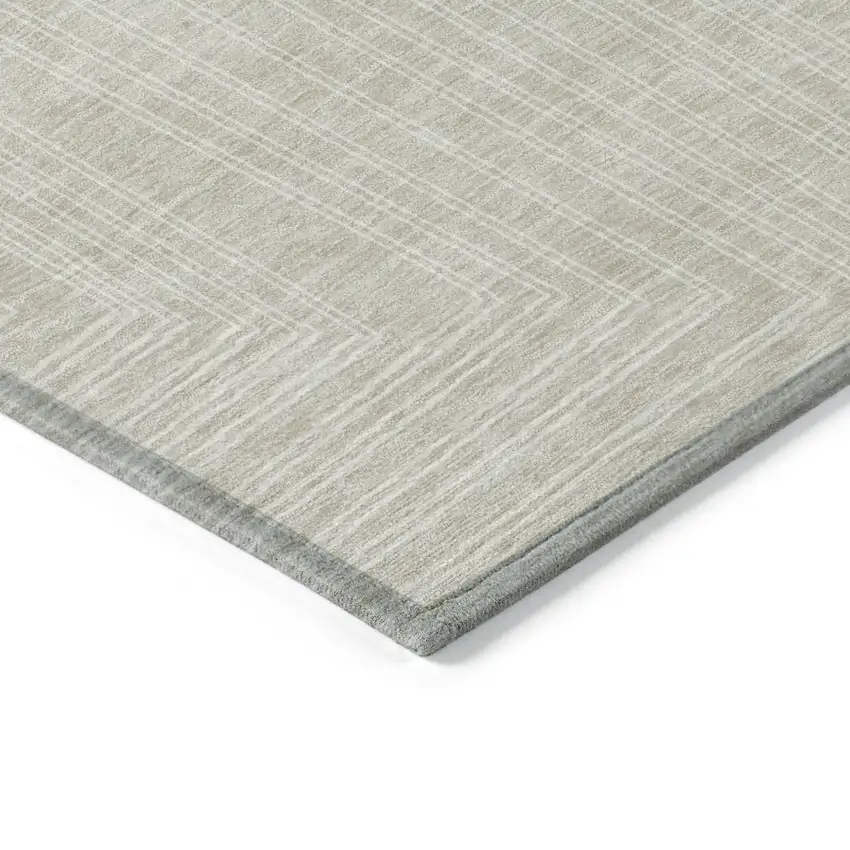 Beige And Ivory Geometric Washable Indoor Outdoor Area Rug Photo 4