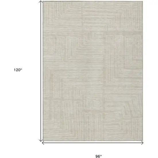 Beige And Ivory Geometric Washable Indoor Outdoor Area Rug Photo 6