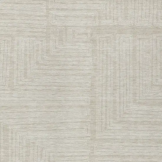 Beige And Ivory Geometric Washable Indoor Outdoor Area Rug Photo 5