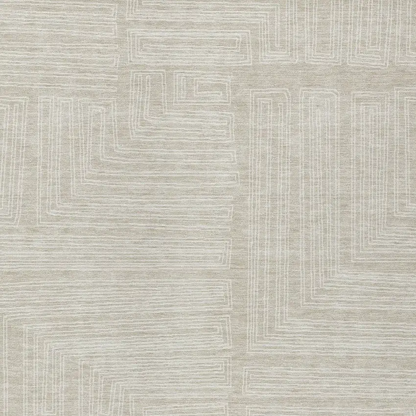 Beige And Ivory Geometric Washable Indoor Outdoor Area Rug Photo 5