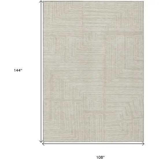 Beige And Ivory Geometric Washable Indoor Outdoor Area Rug Photo 7