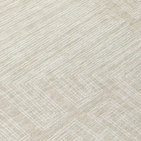 Beige And Ivory Geometric Washable Indoor Outdoor Area Rug Photo 8
