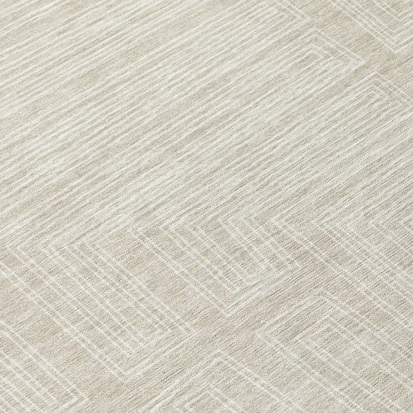 Beige And Ivory Geometric Washable Indoor Outdoor Area Rug Photo 8