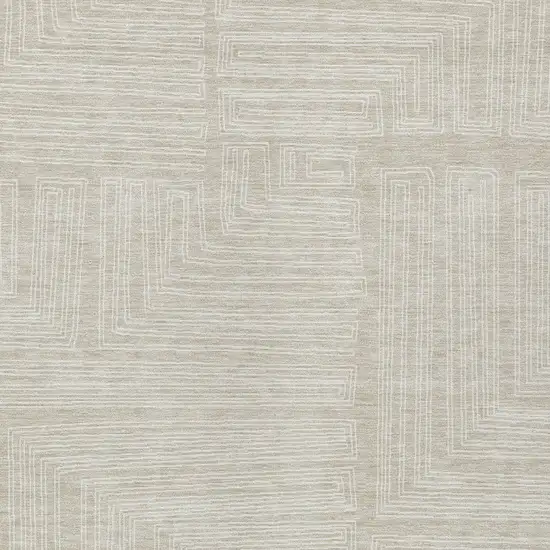 Beige And Ivory Geometric Washable Indoor Outdoor Area Rug Photo 5