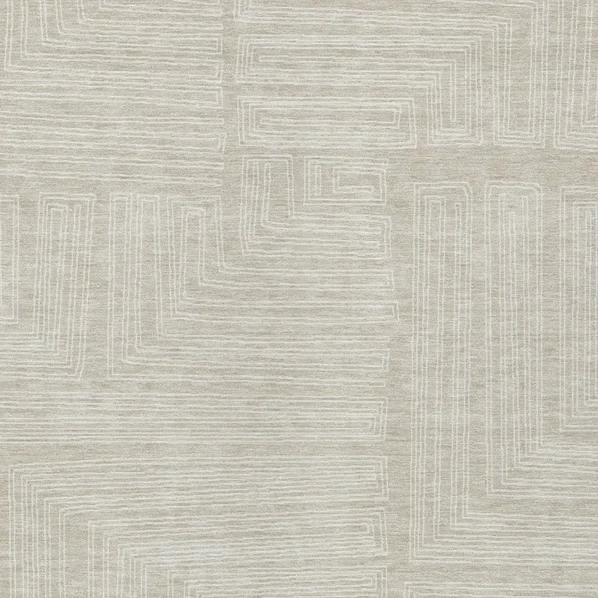 Beige And Ivory Geometric Washable Indoor Outdoor Area Rug Photo 5