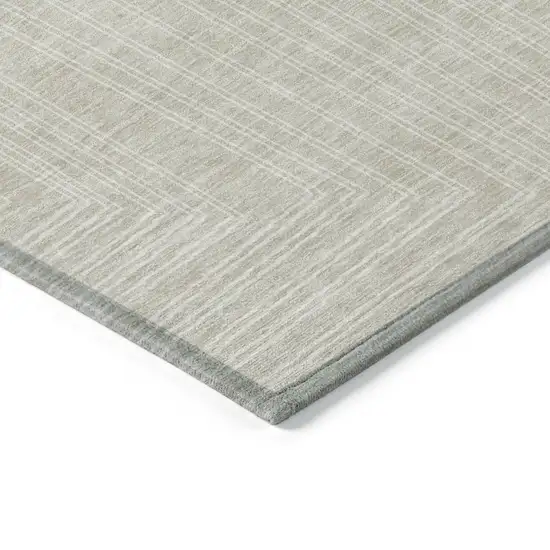 Beige And Ivory Geometric Washable Indoor Outdoor Area Rug Photo 4