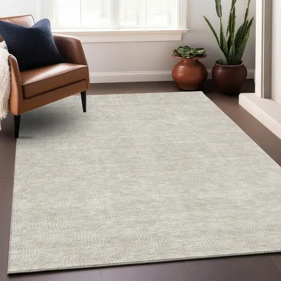 Beige And Ivory Geometric Washable Indoor Outdoor Area Rug Photo 8