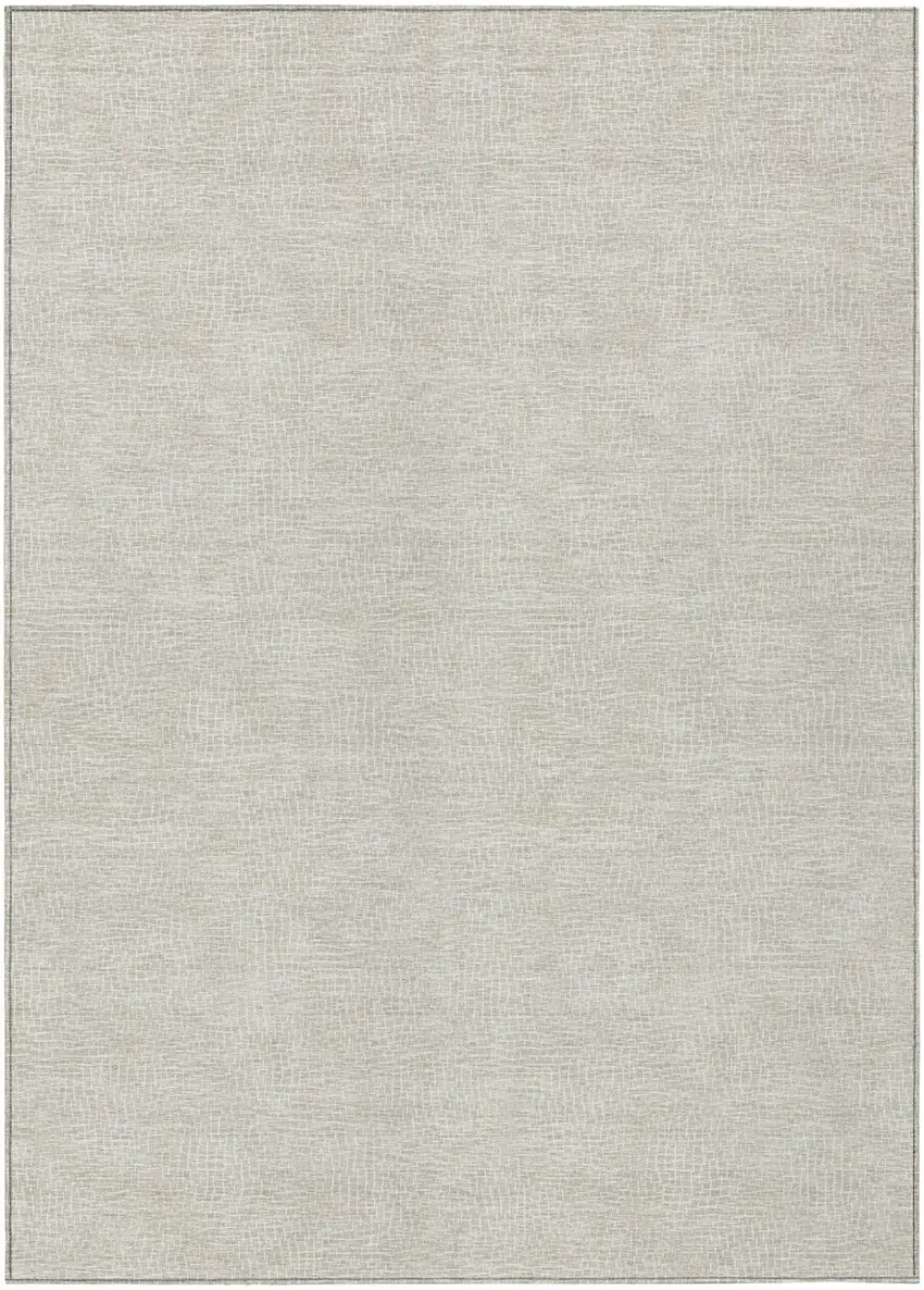 Beige And Ivory Geometric Washable Indoor Outdoor Area Rug Photo 2