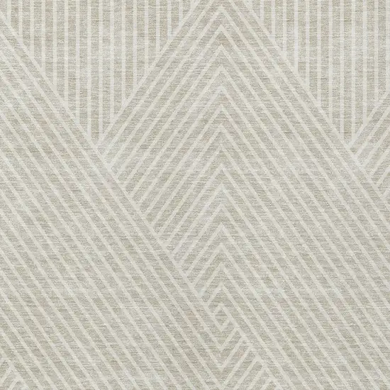 Beige And Ivory Geometric Washable Indoor Outdoor Area Rug Photo 5