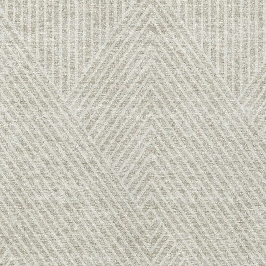 Beige And Ivory Geometric Washable Indoor Outdoor Area Rug Photo 5