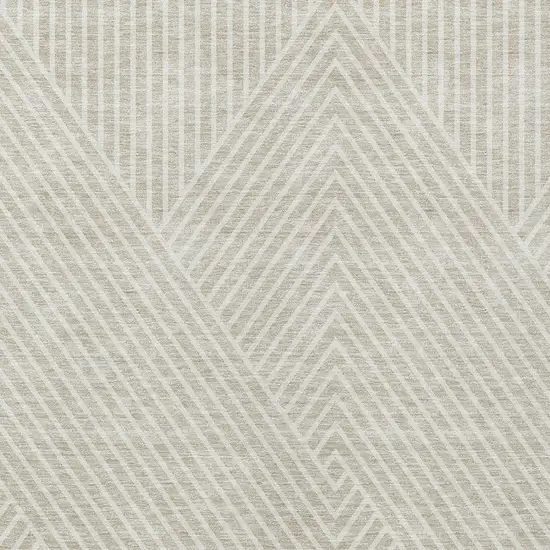 Beige And Ivory Geometric Washable Indoor Outdoor Area Rug Photo 5