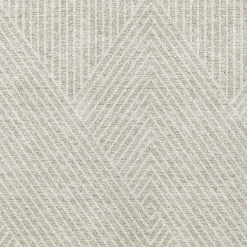 Beige And Ivory Geometric Washable Indoor Outdoor Area Rug Photo 5