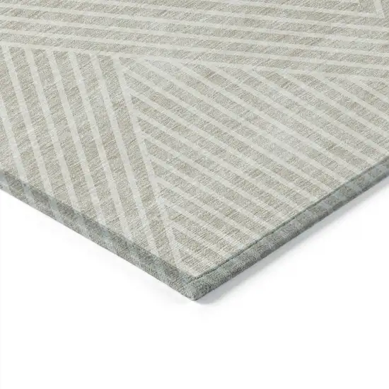 Beige And Ivory Geometric Washable Indoor Outdoor Area Rug Photo 4