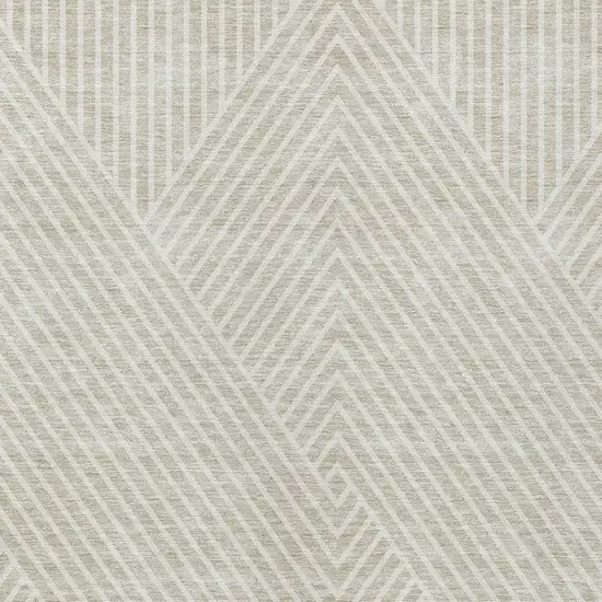 Beige And Ivory Geometric Washable Indoor Outdoor Area Rug Photo 5