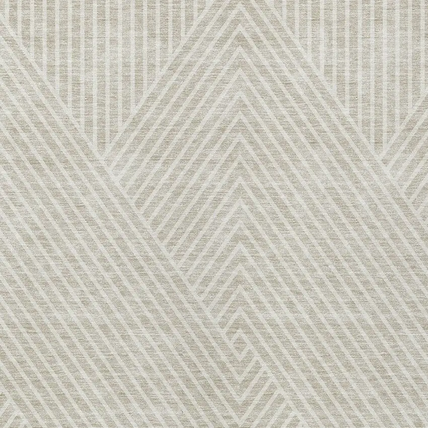 Beige And Ivory Geometric Washable Indoor Outdoor Area Rug Photo 5