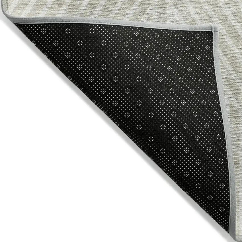 Beige And Ivory Geometric Washable Indoor Outdoor Area Rug Photo 7
