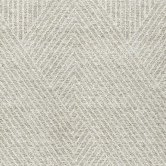 Beige And Ivory Geometric Washable Indoor Outdoor Area Rug Photo 5