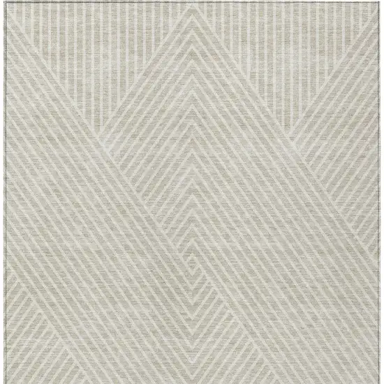 Beige And Ivory Geometric Washable Indoor Outdoor Area Rug Photo 6
