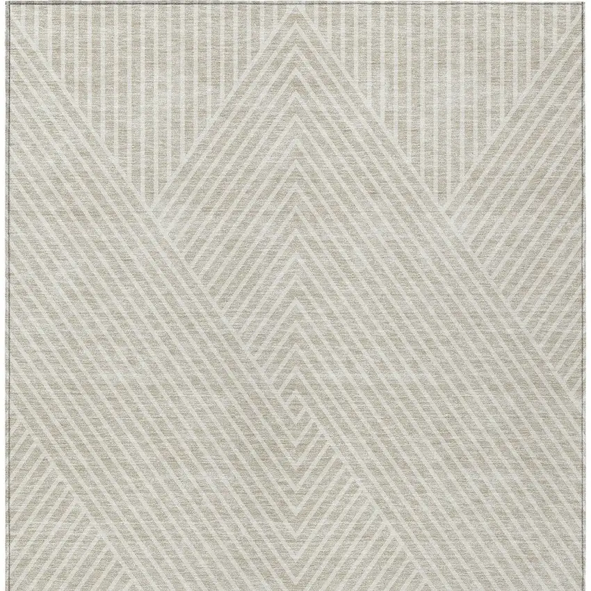Beige And Ivory Geometric Washable Indoor Outdoor Area Rug Photo 6