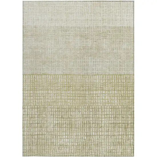 Beige And Ivory Geometric Washable Indoor Outdoor Area Rug Photo 3