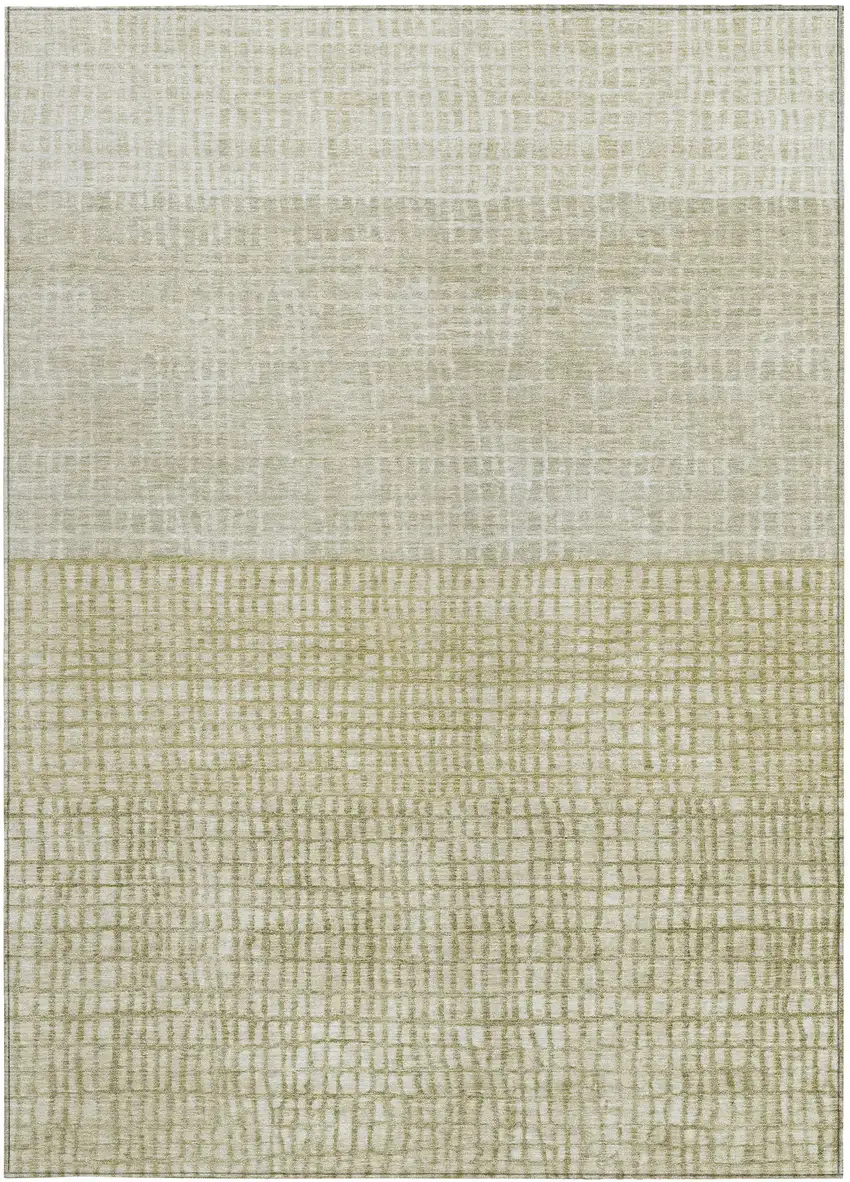 Beige And Ivory Geometric Washable Indoor Outdoor Area Rug Photo 3