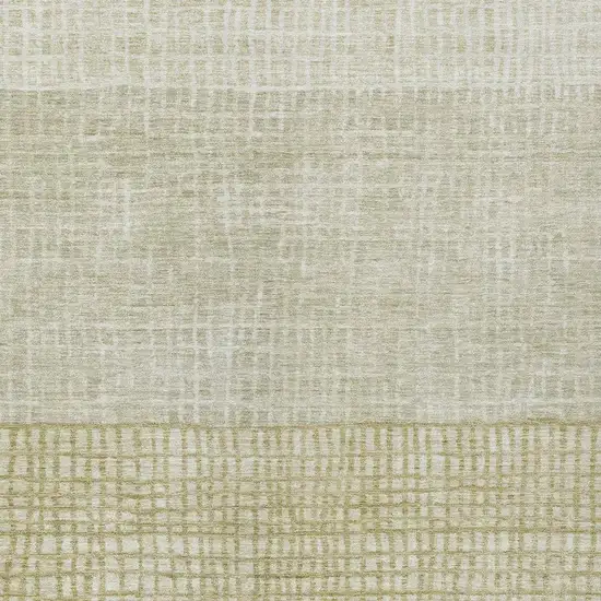 Beige And Ivory Geometric Washable Indoor Outdoor Area Rug Photo 4