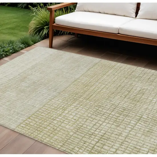 Beige And Ivory Geometric Washable Indoor Outdoor Area Rug Photo 2