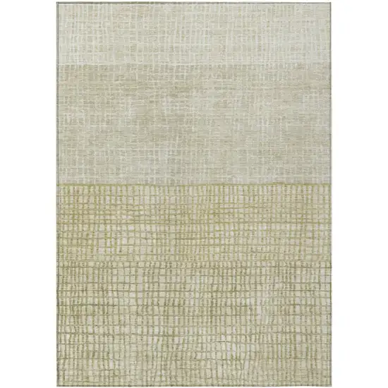Beige And Ivory Geometric Washable Indoor Outdoor Area Rug Photo 1