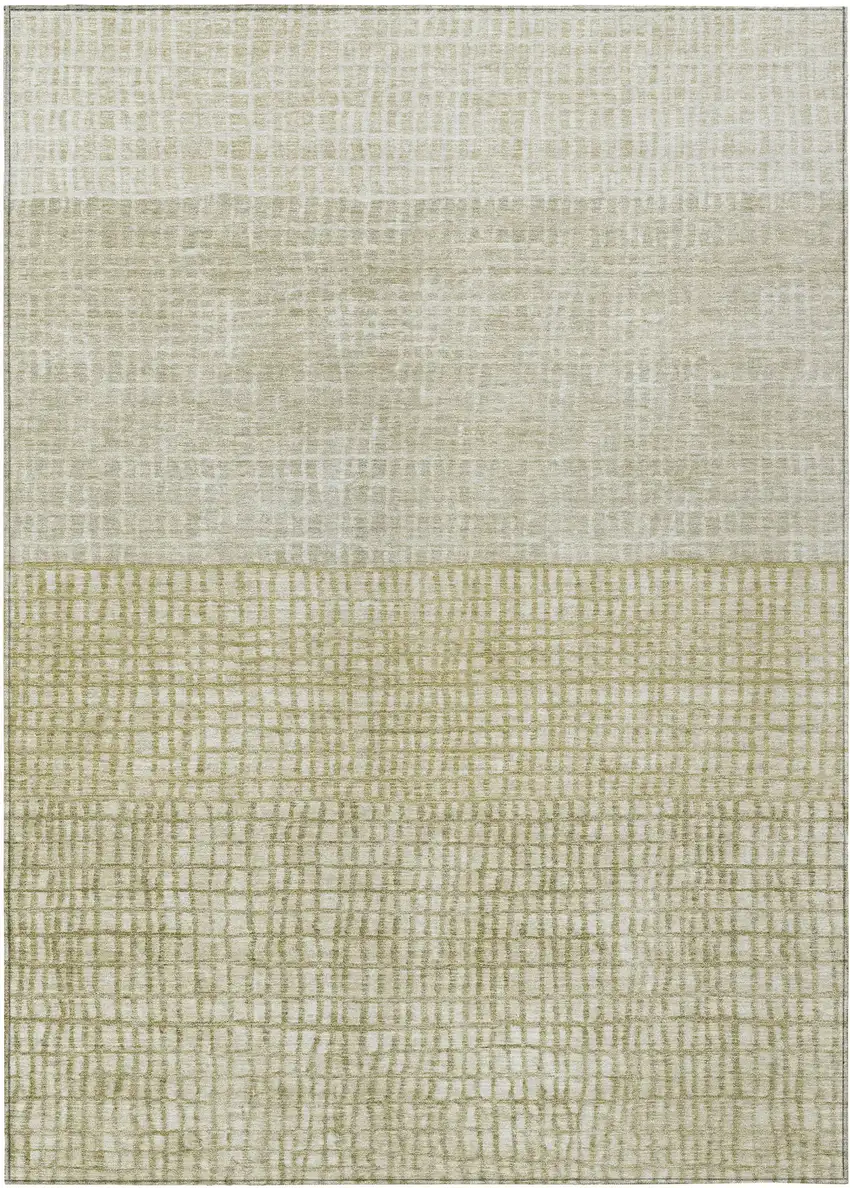 Beige And Ivory Geometric Washable Indoor Outdoor Area Rug Photo 1