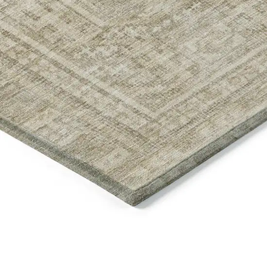 Beige And Ivory Geometric Washable Indoor Outdoor Area Rug Photo 6