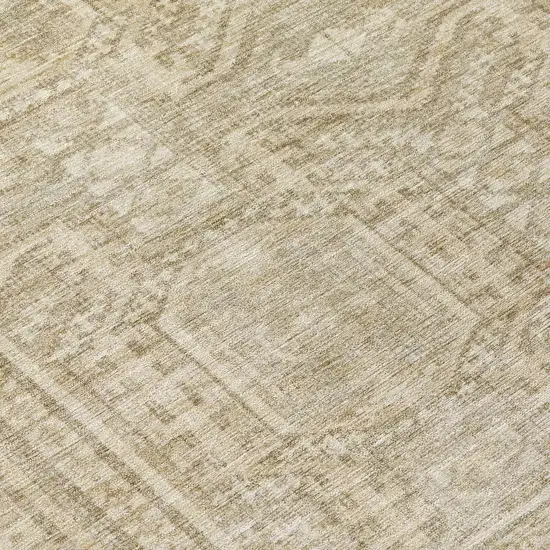 Beige And Ivory Geometric Washable Indoor Outdoor Area Rug Photo 7