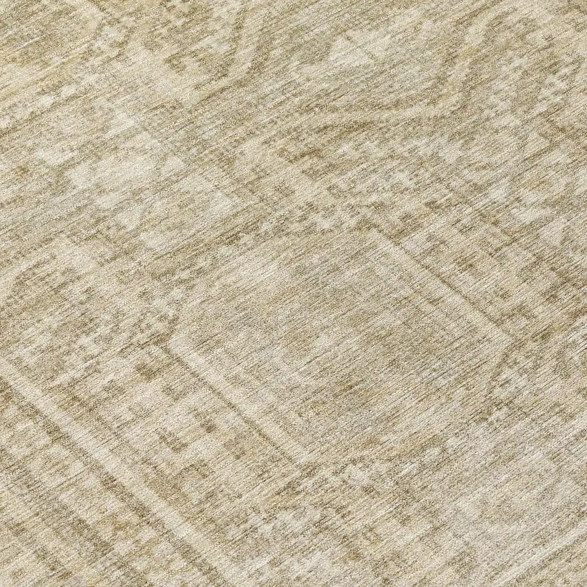 Beige And Ivory Geometric Washable Indoor Outdoor Area Rug Photo 8