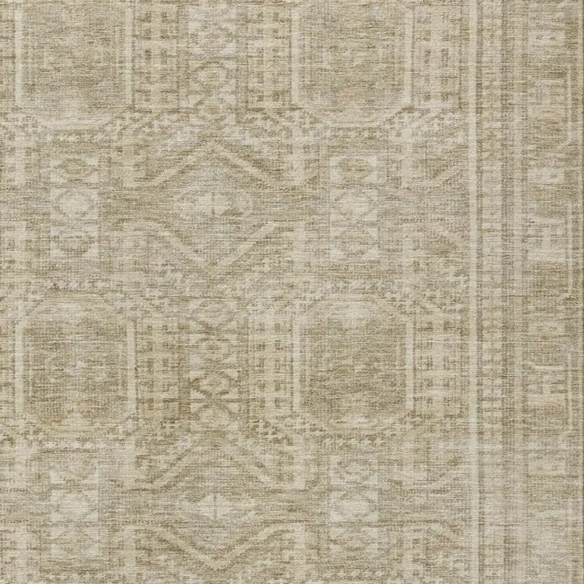 Beige And Ivory Geometric Washable Indoor Outdoor Area Rug Photo 7
