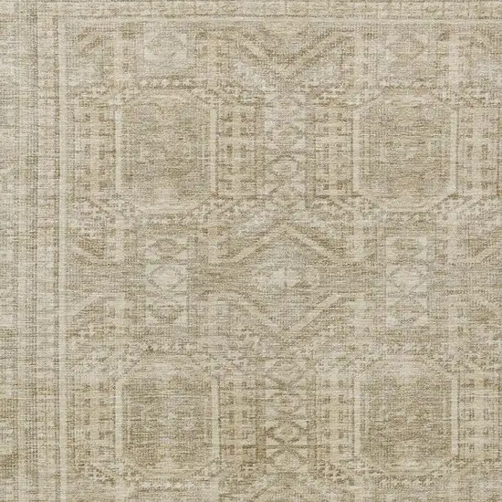 Beige And Ivory Geometric Washable Indoor Outdoor Area Rug Photo 4