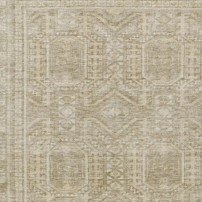 Beige And Ivory Geometric Washable Indoor Outdoor Area Rug Photo 4
