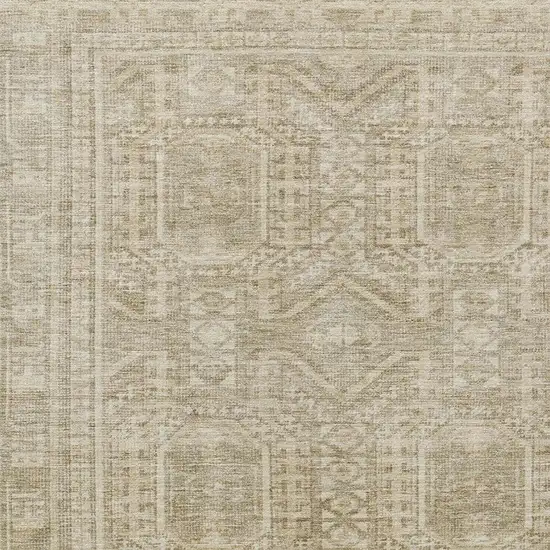 Beige And Ivory Geometric Washable Indoor Outdoor Area Rug Photo 4