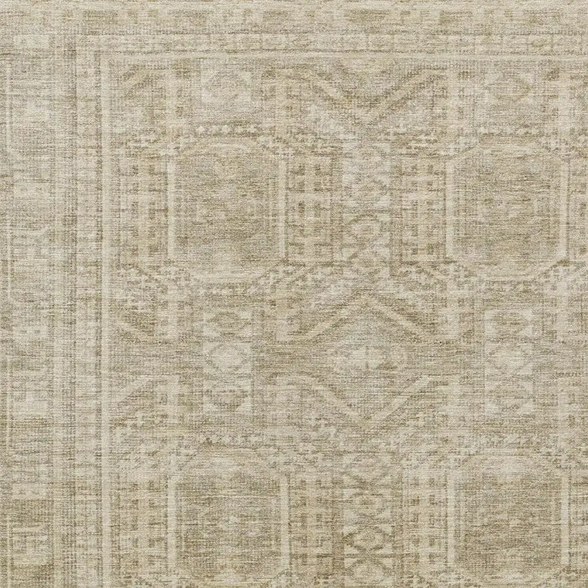 Beige And Ivory Geometric Washable Indoor Outdoor Area Rug Photo 4