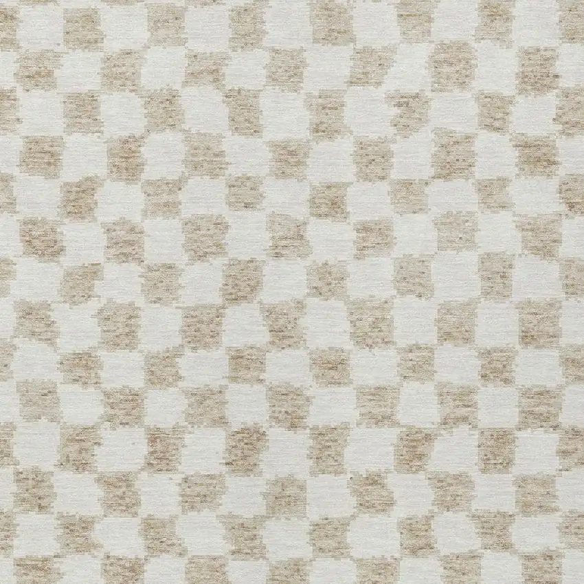 Beige And Ivory Geometric Washable Indoor Outdoor Area Rug Photo 3