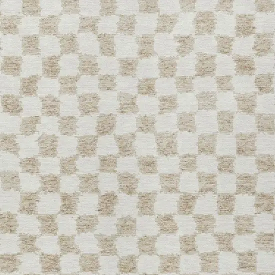 Beige And Ivory Geometric Washable Indoor Outdoor Area Rug Photo 3