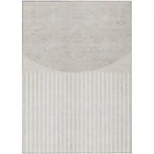 Photo of Beige And Ivory Geometric Washable Indoor Outdoor Area Rug