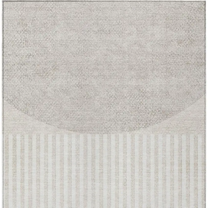 Beige And Ivory Geometric Washable Indoor Outdoor Area Rug Photo 4