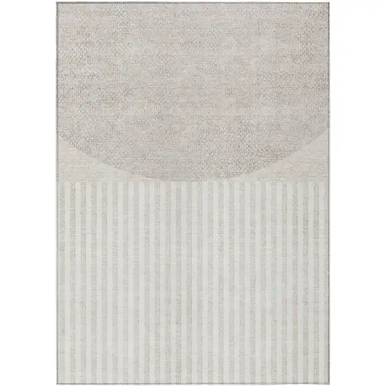 Beige And Ivory Geometric Washable Indoor Outdoor Area Rug Photo 1
