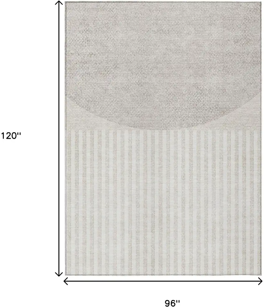 Beige And Ivory Geometric Washable Indoor Outdoor Area Rug Photo 9