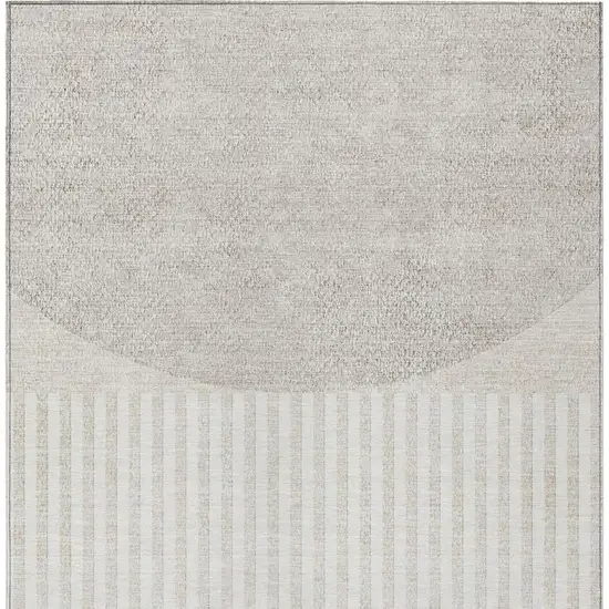 Beige And Ivory Geometric Washable Indoor Outdoor Area Rug Photo 4