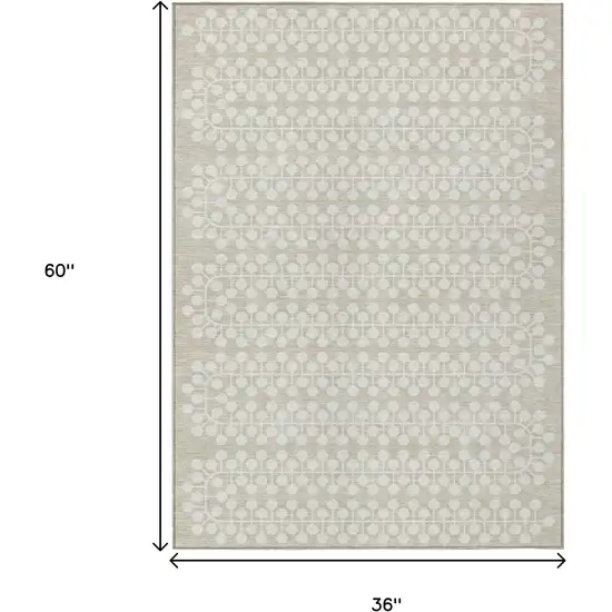 Beige And Ivory Geometric Washable Indoor Outdoor Area Rug Photo 3