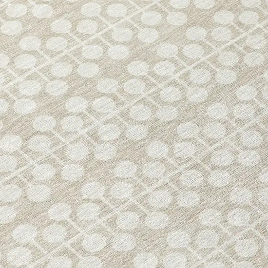 Beige And Ivory Geometric Washable Indoor Outdoor Area Rug Photo 9