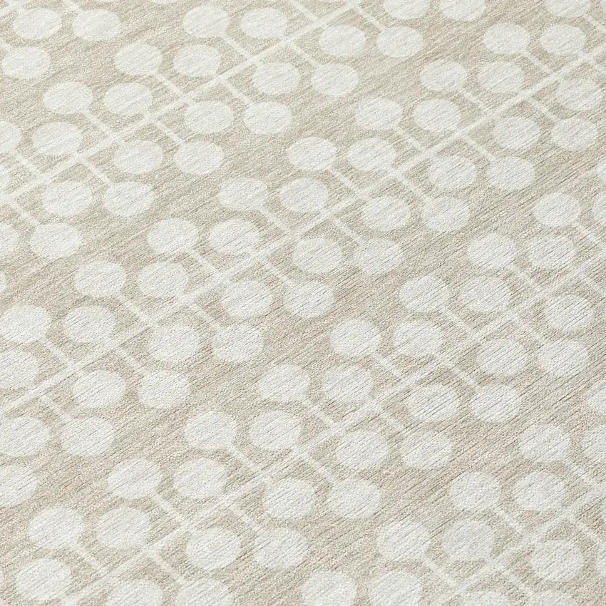 Beige And Ivory Geometric Washable Indoor Outdoor Area Rug Photo 9